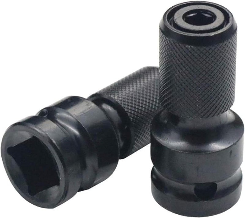 DCA 2PCS 1/2 inch Square Drive to 1/4 inch Hex Female Socket Adapter Converter Chuck Adapter for Impact Air and Electric Wrench - Image 1